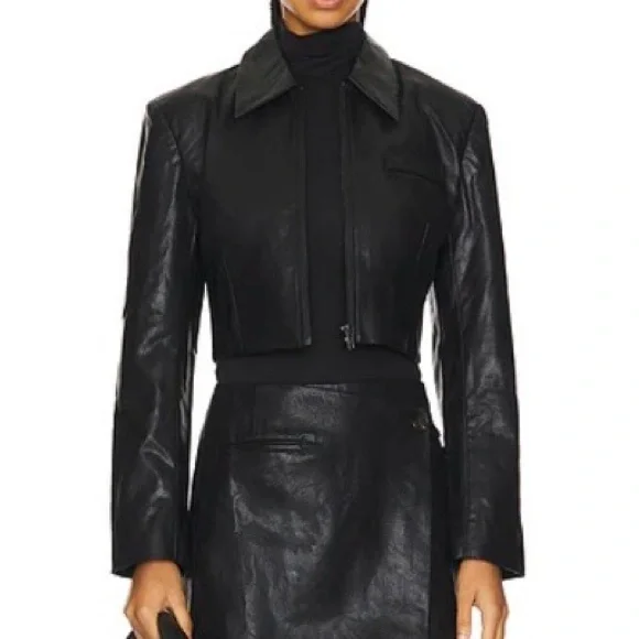 ASTR Cropped Black Leather Jacket - Picture 4 of 4